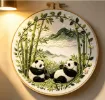 kit para bordar 18cms incluye tela hilos agujas sin bastidor motivo impreso pandas 2