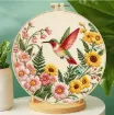kit para bordar 18cms incluye tela hilos agujas sin bastidor motivo impreso picaflor flores 0
