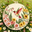 kit para bordar 18cms incluye tela hilos agujas sin bastidor motivo impreso picaflor flores 1