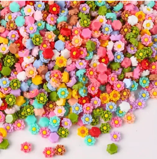 apliques resina flores colores 6mms x100 unidades 0
