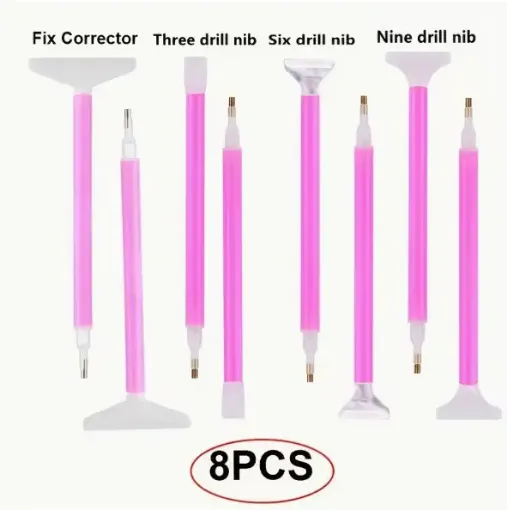 set 8 herramientas para pintura diamantes art gem 5d x8 boligrafos medidas diferentes 0