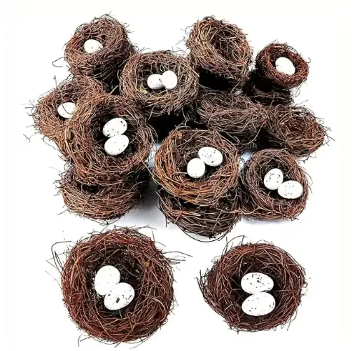 nido pajarito artificial decorativo 2 huevos 3x2cms 0