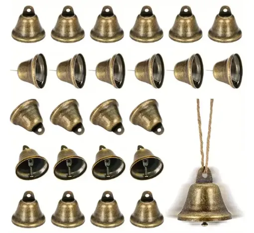 campanita metalica para colgar medida 40x40mms color oro viejo por unidad 0