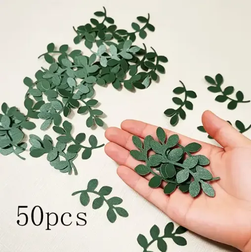 confetti apliques hojas 50x20mms color verde x50 unidades 0
