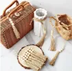 colgante borla cuerda yute 21cms 3 esferas madera 15mms por unidad 5