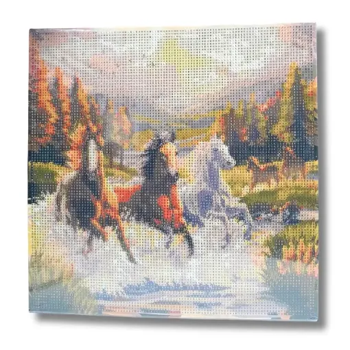 pintura diamantes 5d bastidor cuadrado 30x30cms motivo caballos horses 0