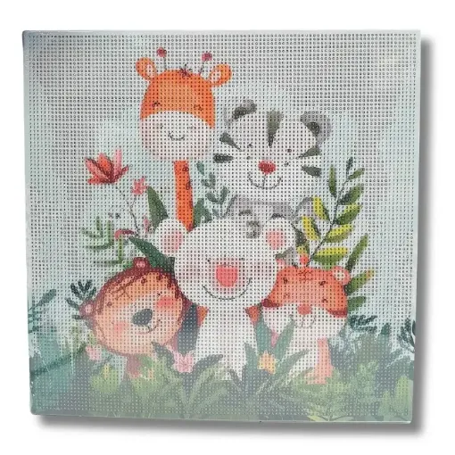 pintura diamantes 5d bastidor cuadrado 30x30cms motivo animalitos selva 0