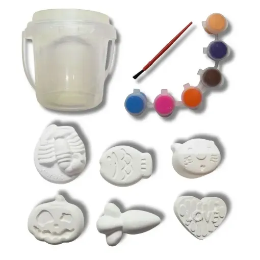 set para pintar infantil 6 piezas yeso temperas pincel 0