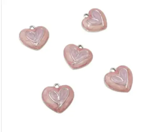 dije metal forma corazon esmaltado medida 15x18mms por 5 unidades 0