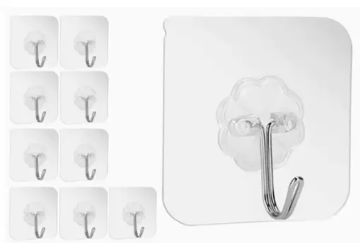 percha adhesiva fina flexible gancho metalico 57mms por 6 unidades 0