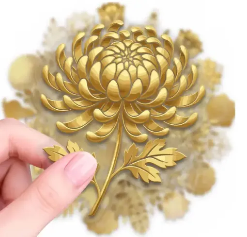 apliques pegatinas adhesivas impermeables para scrapbooking motivos floral 5cms por 50 unidades doradas 0