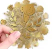 apliques pegatinas adhesivas impermeables para scrapbooking motivos floral 5cms por 50 unidades doradas 1