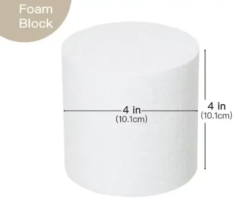 base espuma plast telgopor cilindrica medida 10x10x10cms por unidad 0