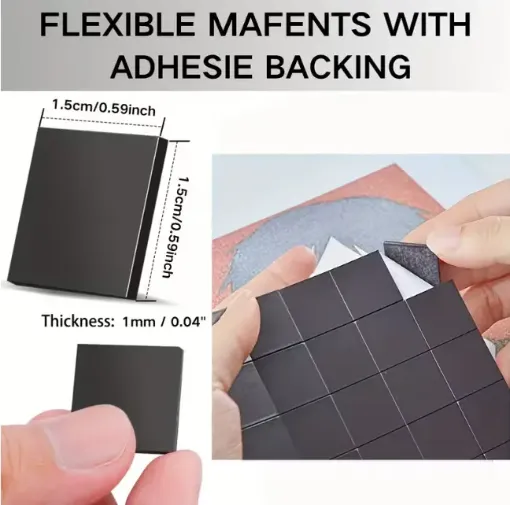 imanes flexibles adhesivo cuadrado medida 15x1mm por 40 unidades 0