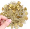 apliques pegatinas adhesivas impermeables para scrapbooking motivos floral 5cms por 50 unidades doradas 3