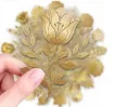 apliques pegatinas adhesivas impermeables para scrapbooking motivos floral 5cms por 50 unidades doradas 4