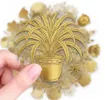 apliques pegatinas adhesivas impermeables para scrapbooking motivos floral 5cms por 50 unidades doradas 6