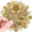 apliques pegatinas adhesivas impermeables para scrapbooking motivos floral 5cms por 50 unidades doradas 9