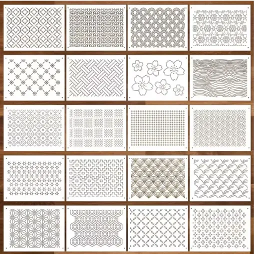 plantilla patrones bordado sashiko 21x15cms varios motivos 0