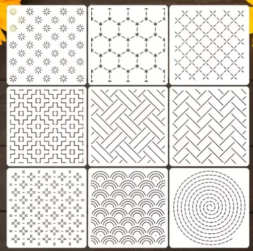 plantilla patrones bordado sashiko 10x10cms varios motivos por unidad 0