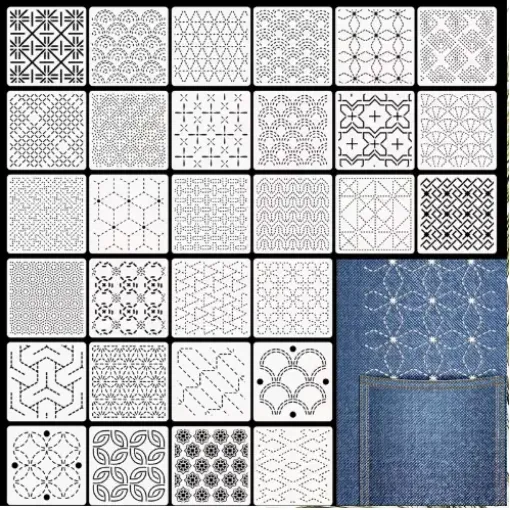 plantilla patrones bordado sashiko 12x12cms varios motivos por unidad 0