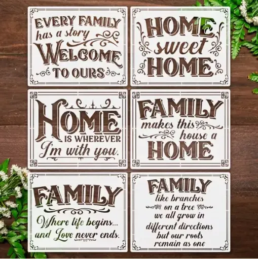 stencil plantilla 25x20cms modelo cartel frase familia 6 diferentes por unidad 0