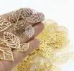 confetti apliques hojas caladas medida 24x14mms color dorado x50 unidades 3