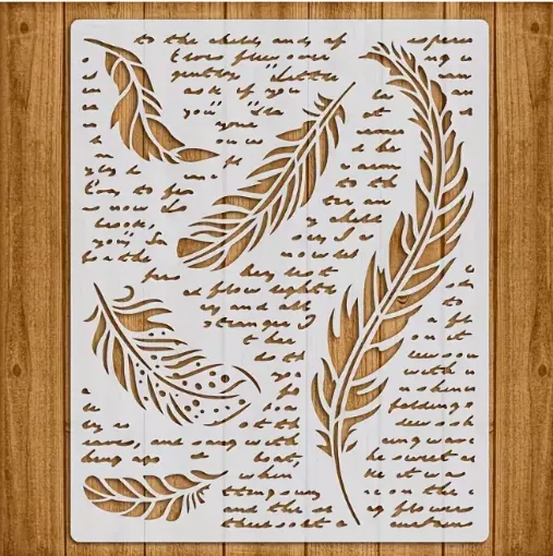 stencil plantilla 25x20cms modelo caligrafia plumas 0
