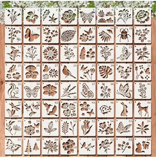 stencil plantilla 7 6x7 6cms modelo flora fauna 64 modelos diferentes eleccion por unidad 0