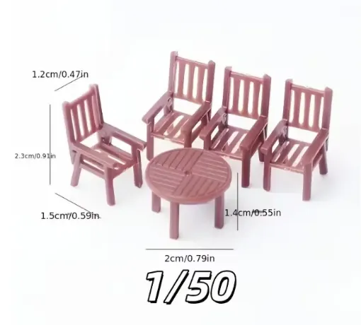 piezas resina abs para maquetas juego comedor mesa 4 sillas escala 1 50 25mms por 5 piezas marron 0