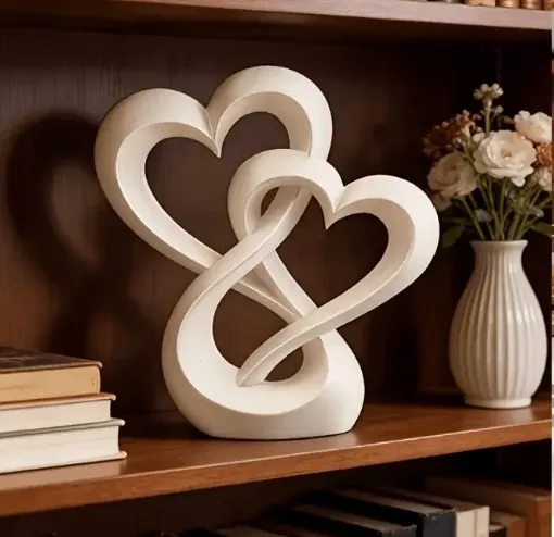 pieza impresion 3d abs modelo corazones entrelazados medida 80x20x100mms color blanco 0