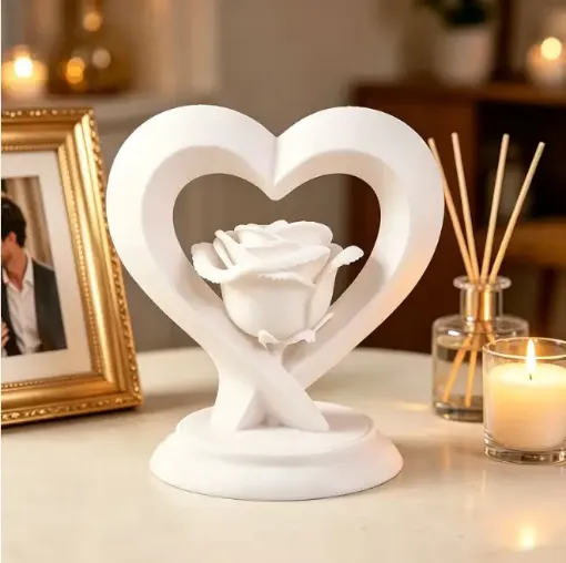 pieza impresion 3d abs modelo rosa corazon medida 80x60x80mms color blanco 0