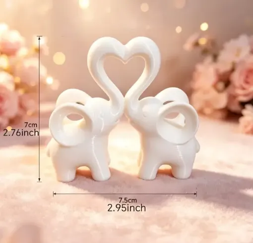 pieza impresion 3d abs modelo elefantes corazon medida 75x20x70mms color blanco 0