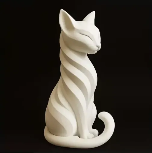 pieza impresion 3d abs modelo gato sentado medida 49x55x100mms color blanco 0