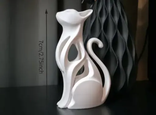 pieza impresion 3d abs modelo gato calado medida 40x30x70mms color blanco 0