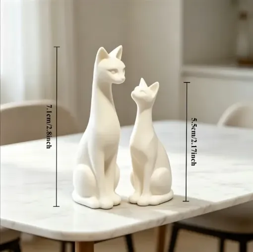 pieza impresion 3d abs modelo pareja gatos delgados 71mms 51mms blancos 0
