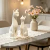 pieza impresion 3d abs modelo pareja gatos delgados 71mms 51mms blancos 3