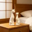 pieza impresion 3d abs modelo pareja gatos delgados 71mms 51mms blancos 4