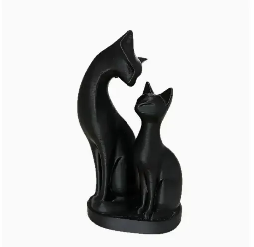 pieza impresion 3d abs modelo pareja gatos delgados 80mms 51mms negros 0