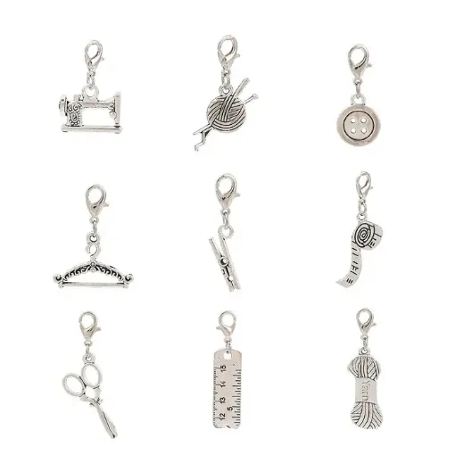 set 9 dijes metal tibetano 28 44mms 9 modelos costura color plata antigua 0