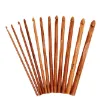 set 12 agujas crochet ganchillo madera bamboo 15cms x12 medidas 1 10mms 0