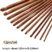 set 12 agujas crochet ganchillo madera bamboo 15cms x12 medidas 1 10mms 1