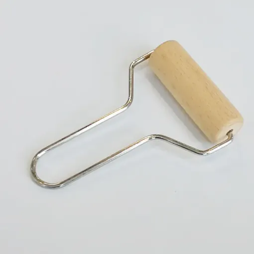 rodillo para manualidades madera 85x30mms mango acero inoxidable 15cms 0