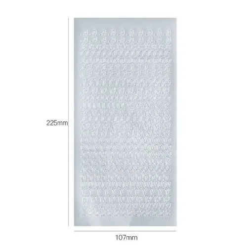 stickers adhesivos pvc impermeables plancha 22x10cms motivo letras mayusculas plata 0