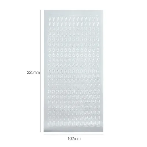stickers adhesivos pvc impermeables plancha 22x10cms motivo numeros plata 0