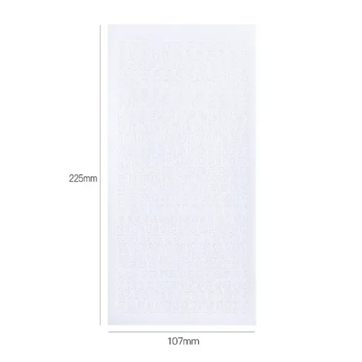 stickers adhesivos pvc impermeables plancha 22x10cms motivo letras minusculas numeros blanco 0