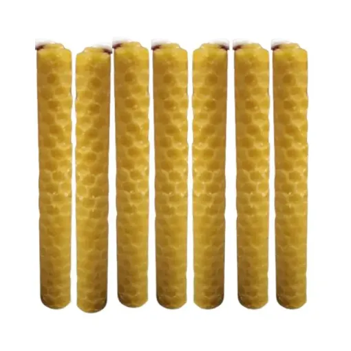 vela artesanal cera 100 natural panal corta 1 5x10cms paquete 7 unidades 0