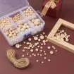 set cuentas madera natural esfera lisa agujero x6 medidas diferentes caja 1100 unidades aprox 5
