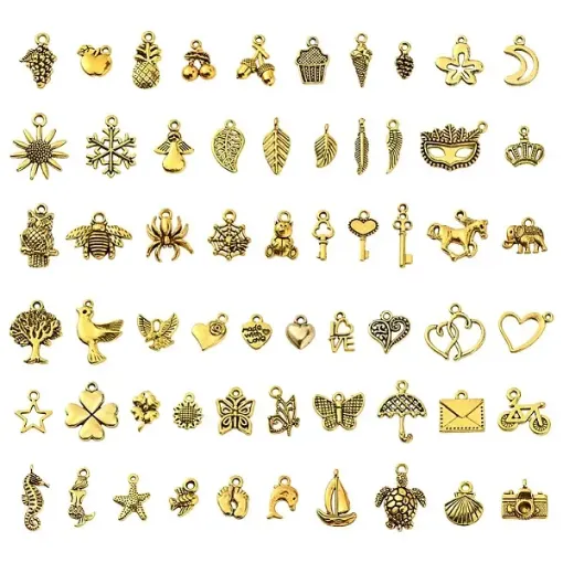 set 60 dijes metal tibetano 8 22mms modelos surtidos color oro 0
