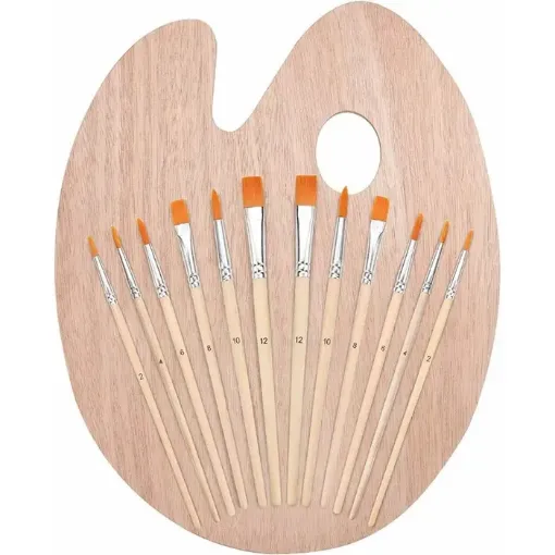 set arte para pintura godet paleta 30x23cms 12 pinceles sinteticos 0